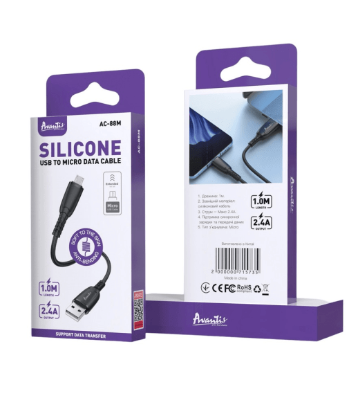 USB Cable Avantis AC-88m Silicone Micro Black