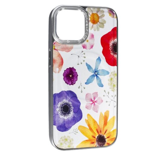 Накладка Cute Flowers Case with MagSafe для Apple iPhone 15 White