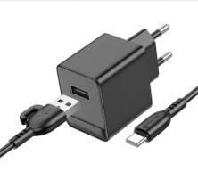 Мережевий зарядний пристрій BOROFONE BAS11A USB 10.5W + кабель USB - TYPE-C, чорний