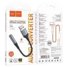 Перехідник HOCO LS36 зовнішня звукова карта USB - jack 3.5мм 0,12м чорний