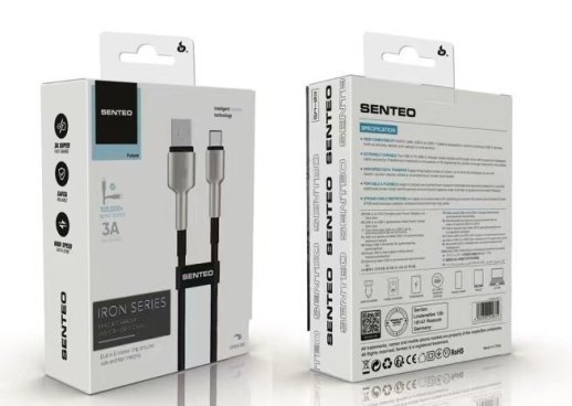 USB Cable Senteo SM-03 Iron Series braided USB-A to USB-C 3A/15W 1M
