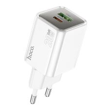 Мережевий зарядний пристрій HOCO N46 TYPE-C PD 20W + USB QC3.0, блакитний