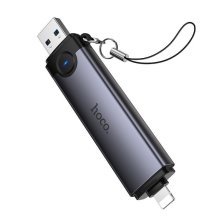 Картридер HOCO HB56A (USB/Lightning) 3in1 (серый)