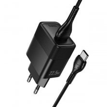 Мережевий зарядний пристрій HOCO CS111A 22.5W USB QC 3.0 + кабель USB - TYPE-C, чорний