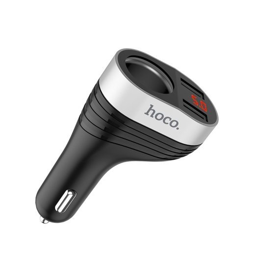 Автомобільний зарядний пристрій HOCO Z29 з одним роз'ємом прикурювача + 2 USB 3.1A, чорний