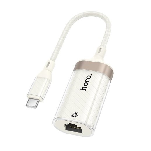 Адаптер HOCO UA41B Crystal (Type-C - RJ45), 100 Mbps, абрикосовий