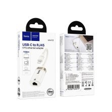 Адаптер HOCO UA41B Crystal (Type-C - RJ45), 100 Mbps, абрикосовий