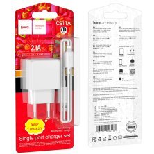 Мережевий зарядний пристрій HOCO CS11A USB 2.1A + кабель USB - Lightning, білий