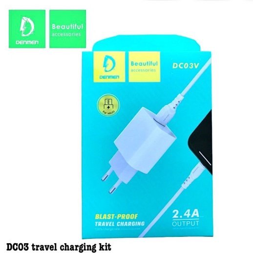 Мережевий зарядний пристрій DENMEN DC03V + CABLE Micro-USB 2.4A 1USB