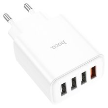 Мережевий зарядний пристрій HOCO C102A QC3.0 28.5W USB×4, білий