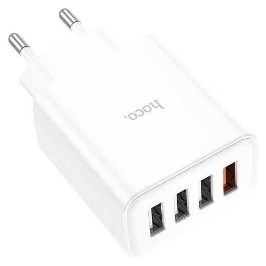Мережевий зарядний пристрій HOCO C102A QC3.0 28.5W USB×4, білий