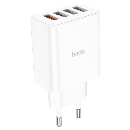 Мережевий зарядний пристрій HOCO C102A QC3.0 28.5W USB×4, білий