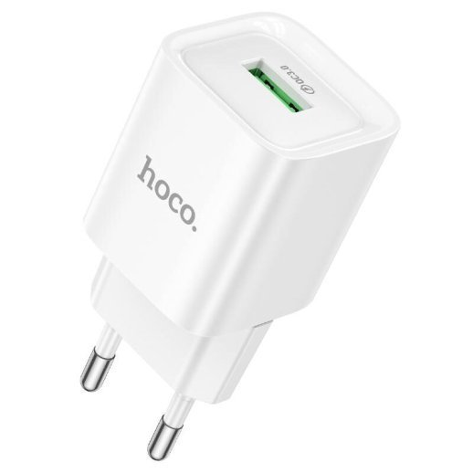 Мережевий зарядний пристрій HOCO C145A USB QC3.0 18W, білий