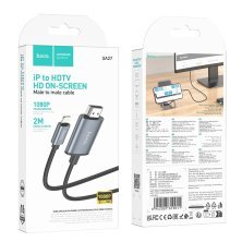 Відеокабель HOCO UA27 Lightning - HDMI (TV), 2 м, алюміній + оплітка, сірий