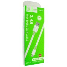 Кабель USB Denmen D50V USB - micro USB (2,4A) Плоский провід