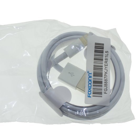 Кабель USB для iPhone USB - Lightning Foxconn для iPhone / iPad / iPod, 1 м, білий, кульок