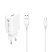 Мережевий зарядний пристрій DENMEN DC01T + CABLE USB Type-C 2.4A 1USB БІЛИЙ
