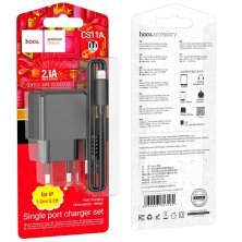 Мережевий зарядний пристрій HOCO CS11A USB 2.1A + кабель USB - Lightning, чорний