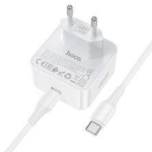 Мережевий зарядний пристрій HOCO C161A Dynamic Power Adapter Set 40W USB-C + кабель Type-C to Type-C, білий
