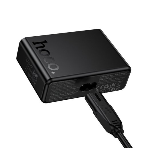 Мережевий зарядний пристрій HOCO C152A PD 70W 5*TYPE-C + QC3.0, чорний