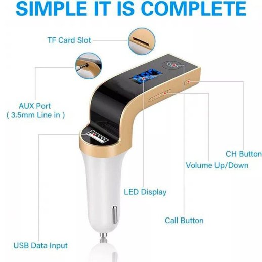 FM Модулятор CAR G7 Bluetooth / гучномовець ЗОЛОТИЙ