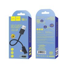 USB Кабель HOCO LS9 2in1 переходник USB - Lightning + Lightning Audio 1.2M (черный)