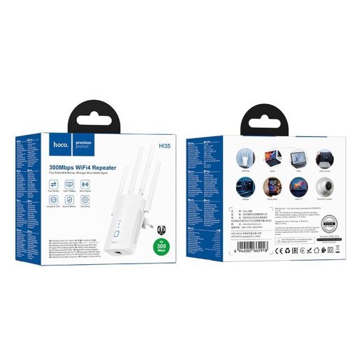 Wi-Fi репітер HOCO HI35 WiFi 4, білий