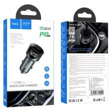 Автомобільний зарядний пристрій HOCO Z42 PD 20W TYPE-C / USB QC 3.0, сірий
