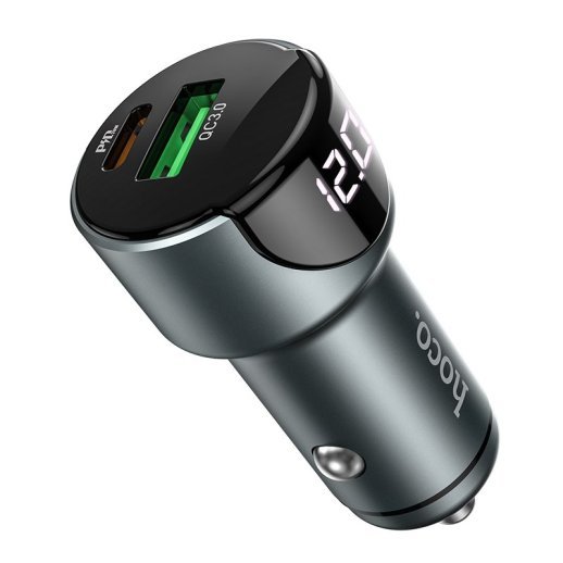 Автомобільний зарядний пристрій HOCO Z42 PD 20W TYPE-C / USB QC 3.0, сірий