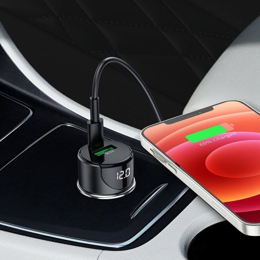 Автомобільний зарядний пристрій HOCO Z42 PD 20W TYPE-C / USB QC 3.0, сірий