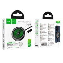 Бездротовий зарядний пристрій HOCO CQ17 Magnetic Wireless Charger 2в1 15W з LED-дисплеєм, чорний
