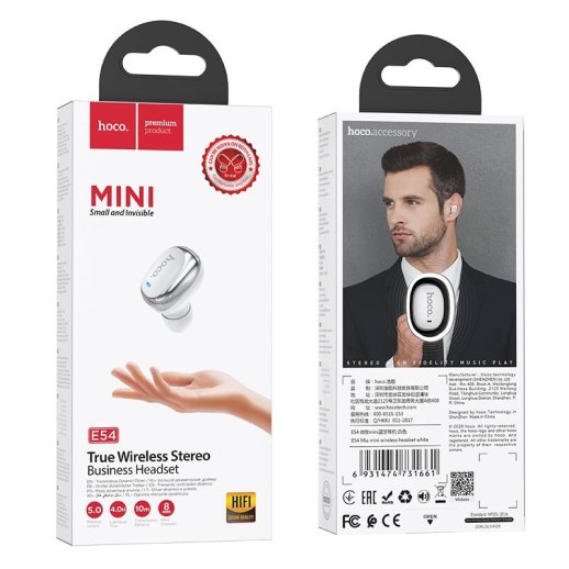 Бездротова Bluetooth-моно-гарнітура HOCO E54 MINI, БIЛИЙ