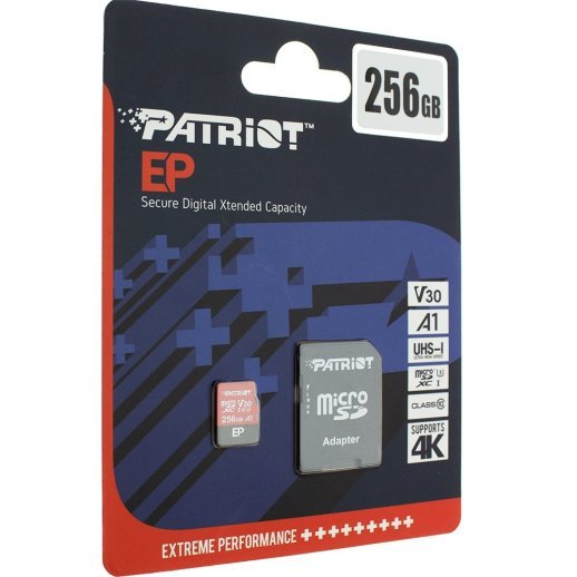 Карта пам'яті micro 256Gb Patriot SDXC (UHS-1 U3) EP Series class 10 V30 (adapter SD)