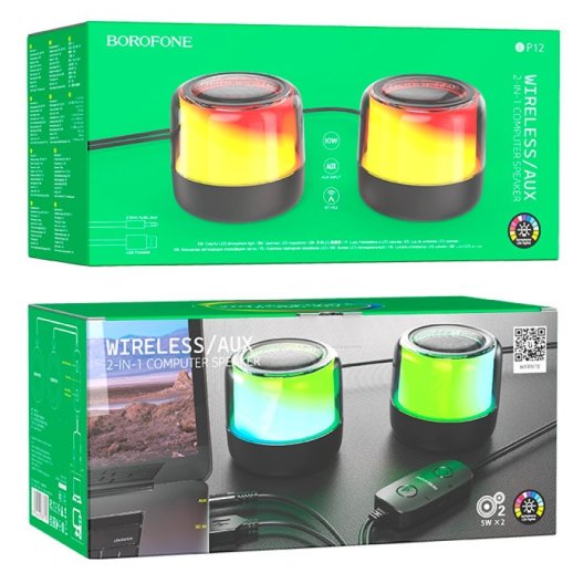 Колонка бездротова Borofone BP12 2в1, чорний