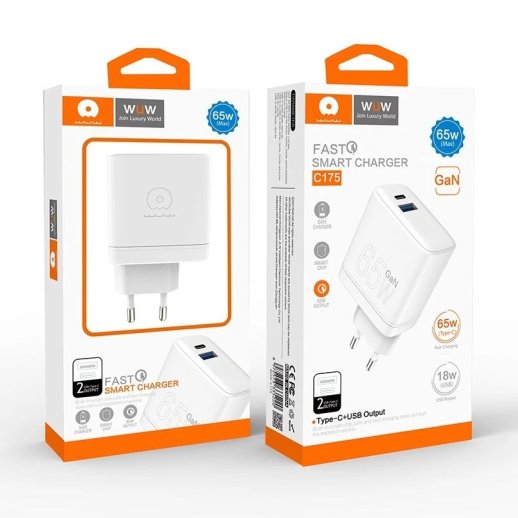 Мережевий зарядний пристрій WUW C175 GaN TYPE-C PD 65W | USB