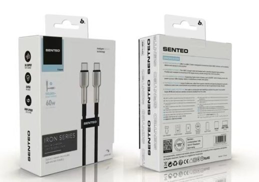 USB Cable Senteo SM-03 60W  Iron Series braided USB-C to USB-C 1M