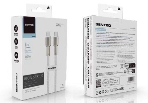 USB Cable Senteo SM-03 60W  Iron Series braided USB-C to USB-C 1M