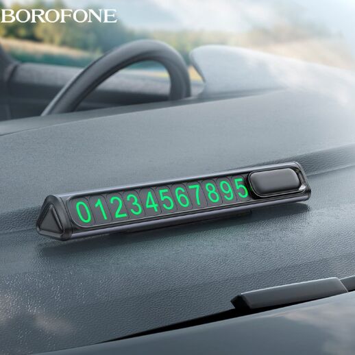 Паркувальна табличка з номером телефону на панель автомобіля BOROFONE FC3, ЧОРНО-СІРИЙ
