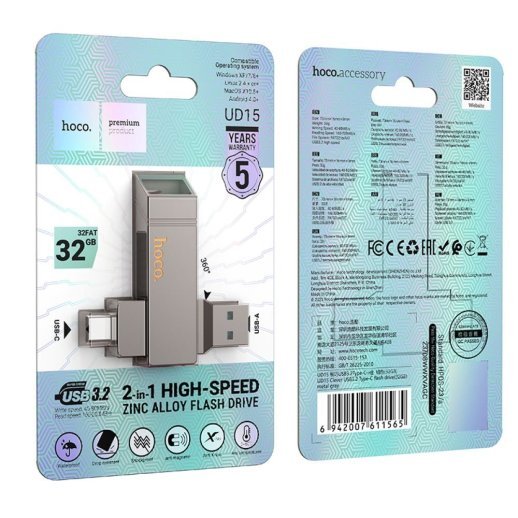 Флеш-память HOCO UD15 Type-C (USB3.2/32Gb) (серый)