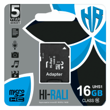 Карта пам'яті Hi-Rali MicroSDHC (UHS-1) 16gb 10 Class & Adapter Чёрный