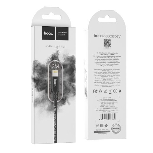 USB кабель HOCO X14 USB - Lightning, 2 метри, чорний