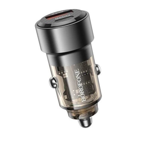 Автомобільний зарядний пристрій BOROFONE BZ20 38W Smart TYPE-C PD 20W + USB QC3.0, чорний