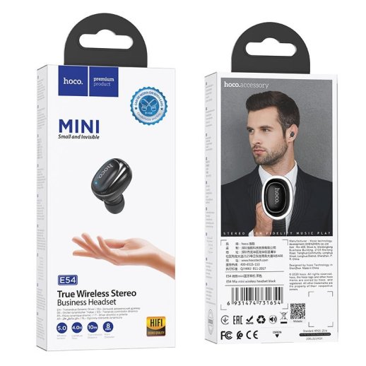 Бездротова Bluetooth-моно-гарнітура HOCO E54 MINI, ЧОРНИЙ