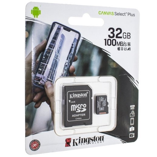 Карта пам'яті micro 32Gb Kingston Canvas Select Plus SDHC (UHS-1) class 10 А1 R-100MB/s (adapter SD)