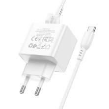 Мережевий зарядний пристрій BOROFONE BAS12A Erudite USB QC3.0 18W + кабель USB - TYPE-C, білий