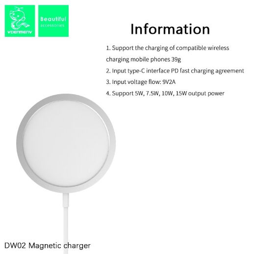 Бездротова зарядка MagSafe DENMEN DW02 magnet wireless charger
