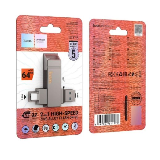Флеш-память HOCO UD15 Type-C (USB3.2/64Gb) (серый)