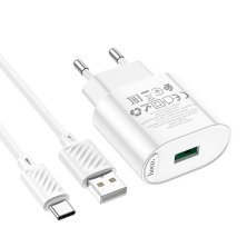Мережевий зарядний пристрій HOCO C109A QC3.0 + кабель USB - TYPE-C, білий