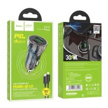 Автомобільний зарядний пристрій HOCO Z47A PD 30W TYPE-C / USB QC 3.0 + КАБЕЛЬ TYPE-C - LIGHTNING, чорний