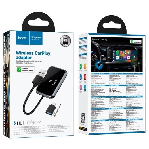 Адаптер бездротового CarPlay HOCO HU1 Way Car Wireless CarPlay Adapter (USB-A/Type-C), чорний